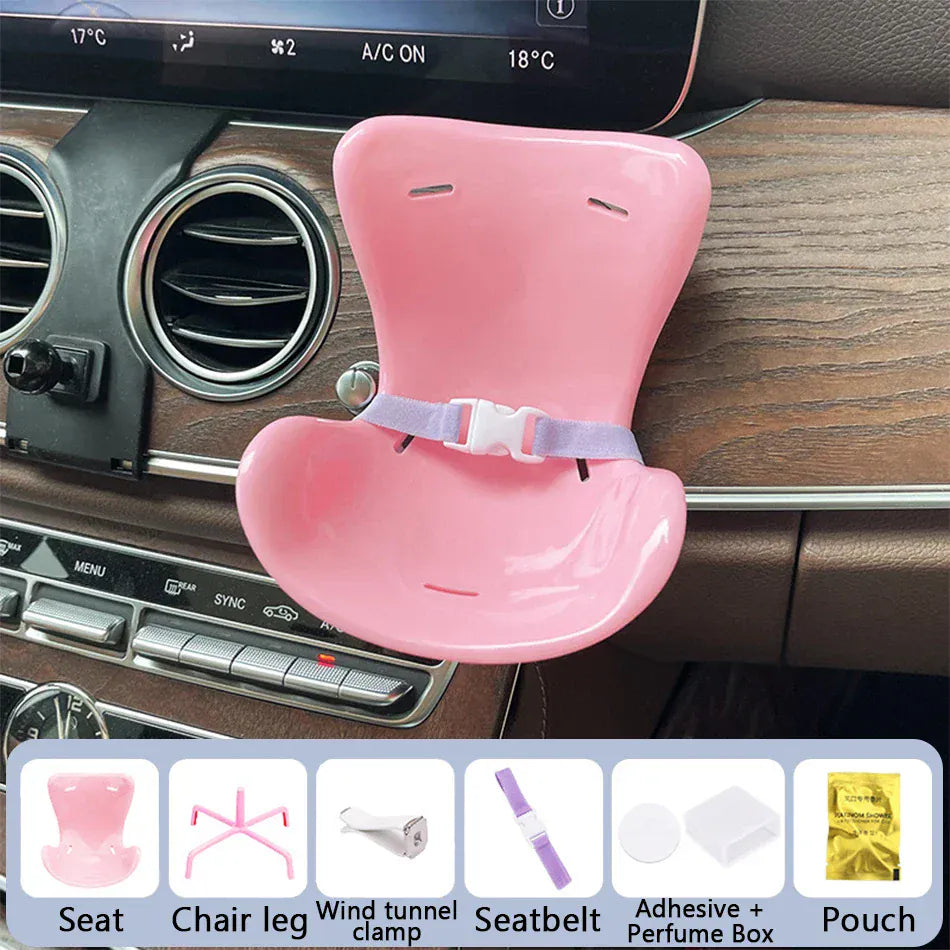 15-17cm Car Doll Seat For Labubu Doll Safety Seat Cute Doll Air Outlet Aromatherapy Decoration Car Interior Labubu Accessories ﻿