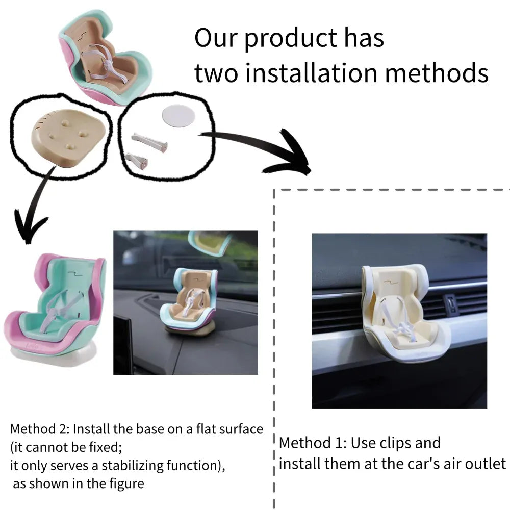 Car Doll Safety Seat 15-17cm Doll Cartoon Seat For Labubu Model Mini Plush Safety Seat Car Interior Accessories Gifts