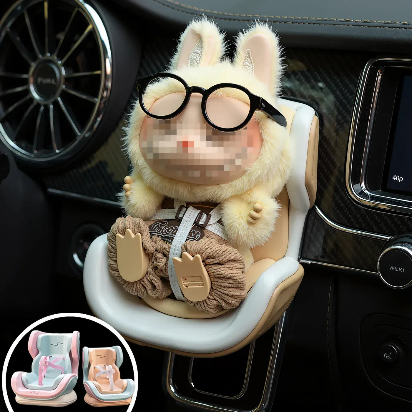 Labubu Car Seat Second Generation Sitting Party Safety Seat Air Outlet Accessories Car dollar storage Gift for Labubu Fan
