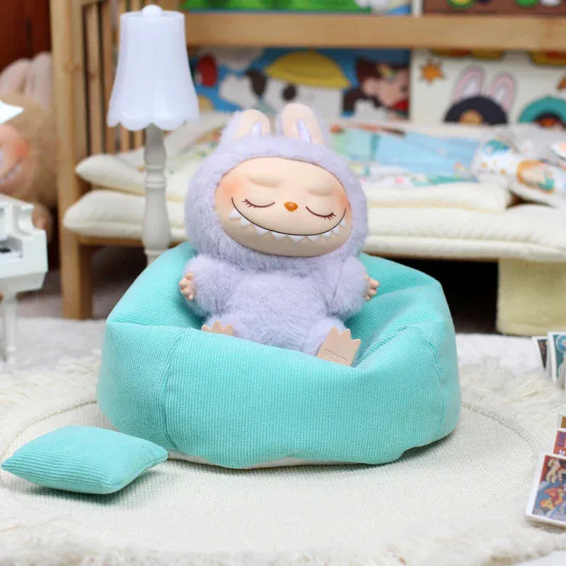Labubu Doll Sofa for V1 V2 V3 17cm Plush Doll Seat DIY Clothing Accessories Cute Mini Sofa Bed Children's Toy Birthday Gift