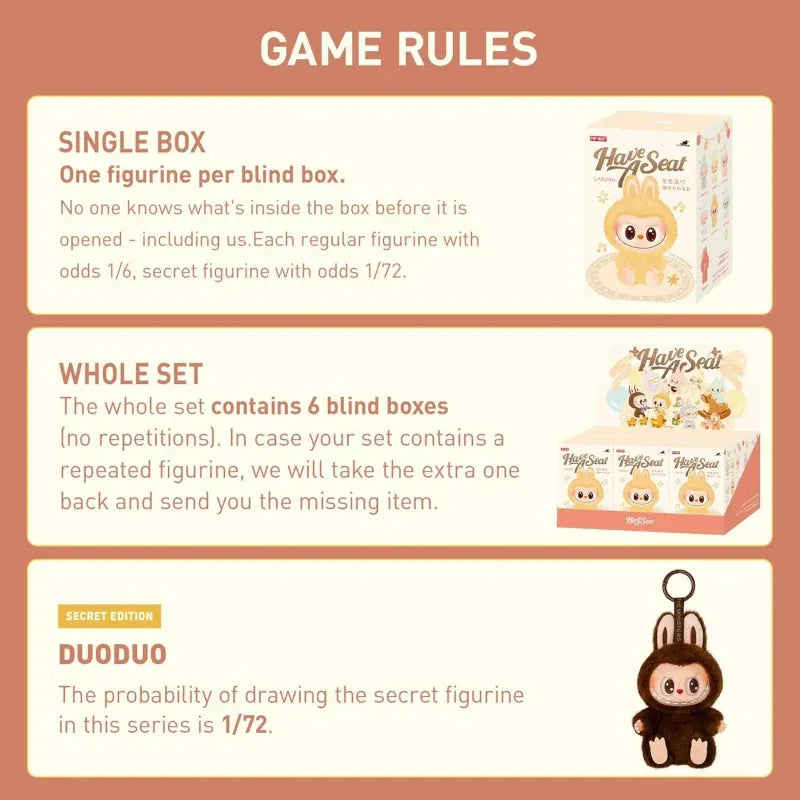 Labubu dolls  Original The Monsters Have a Seat Series | Blind Box, Vinyl Plush Adult Kids Toys Ornament Gift