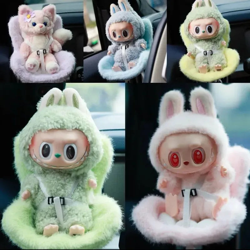 Labubu Plush Car Safety Seat Be Suitable for V1 V2 V3 Labubu Cute Car Air Outlet Decoration Doll Accessories Birthday Gift
